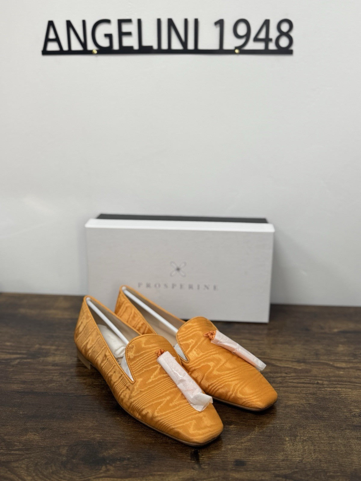 Prosperine Mocassino   Tessuto Moire’ Ocra   Flat  Scarpa Donna 40.5
