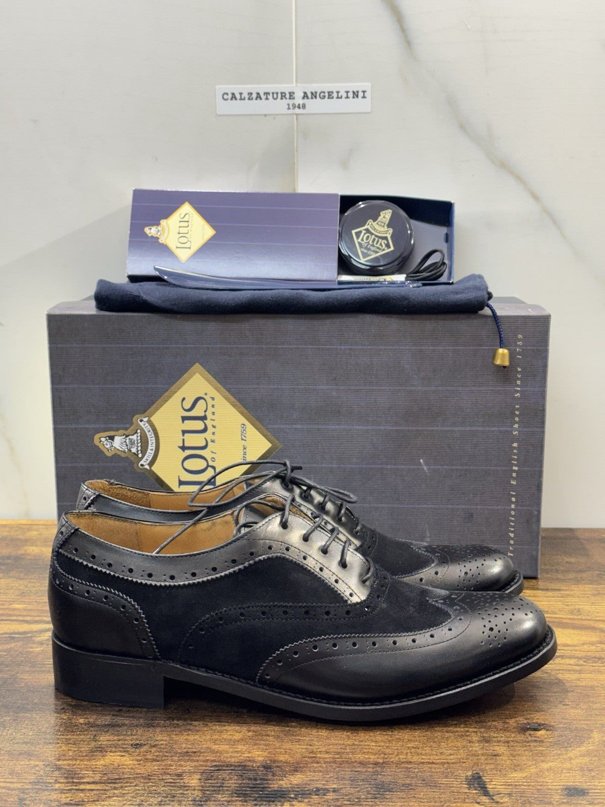 Lotus Of England Stringata Pelle Nera Luxury Goodyear Handmade Scarpa Donna 41
