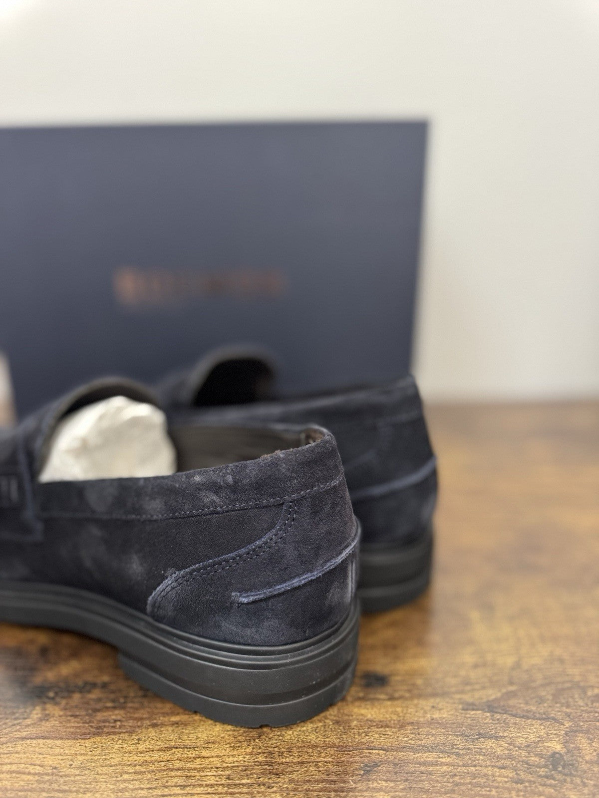 Boemos Mocassino Suede Blu    100% Made In Italy Casual  Uomo 44
