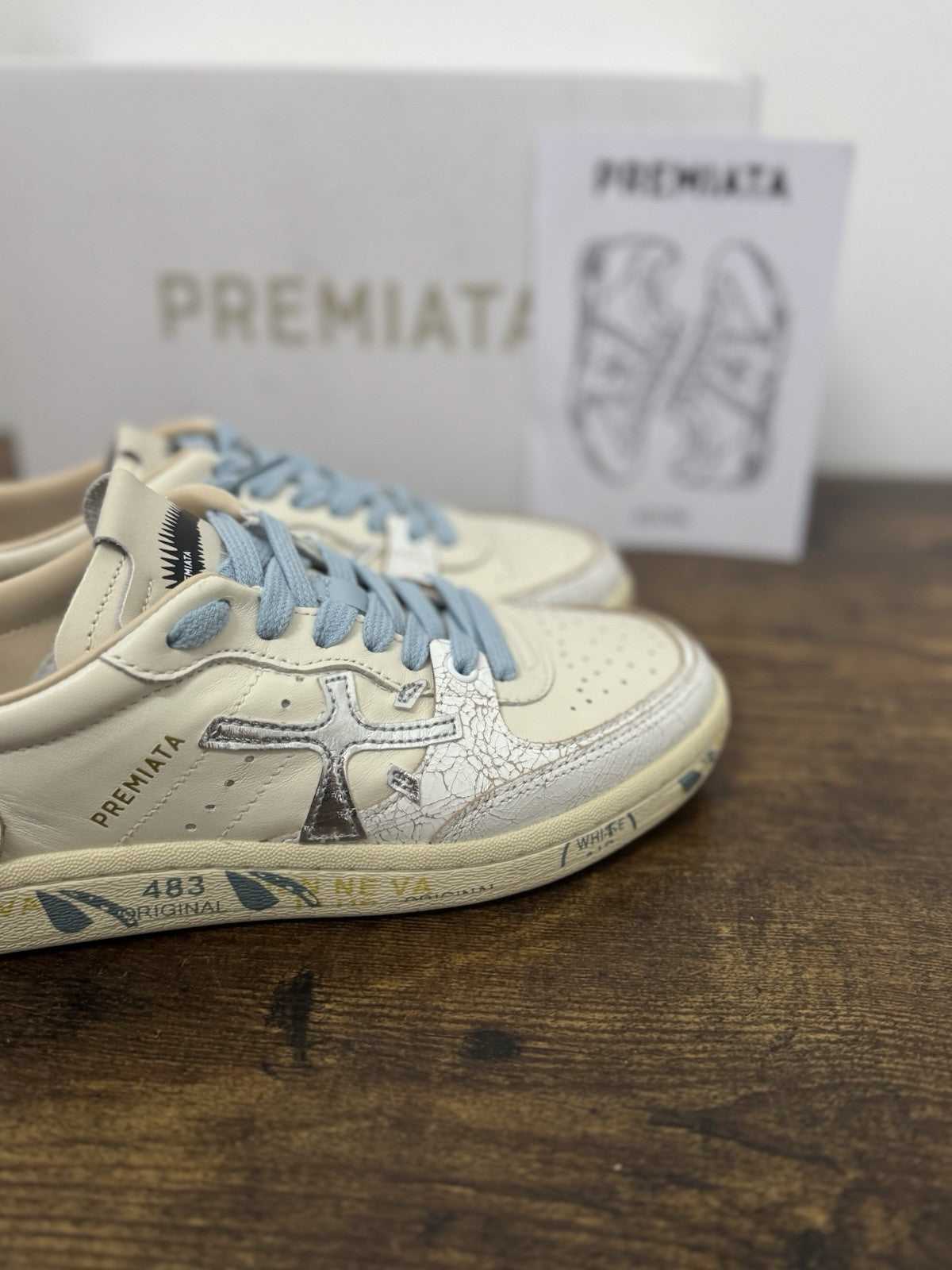 Premiata Clayd Basket Sneaker Pelle Bianca Sky   Casual Premiata Donna 37