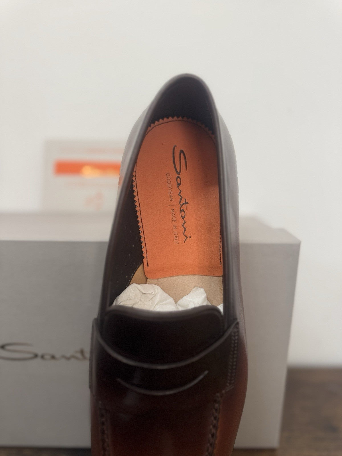 Santoni Mocassino Goodyear  Pelle  Anticata   Luxury Scarpa Santoni Uomo 41
