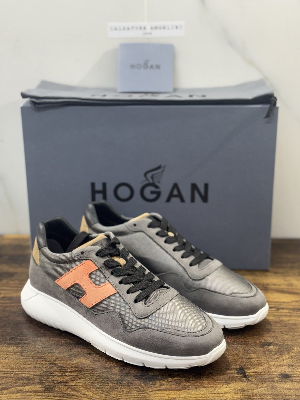 Hogan Interactive 3 Pelle Suede Grey Orange Casual Hogan Uomo 42