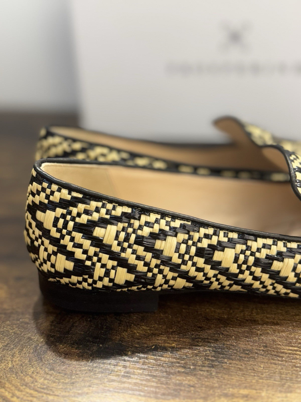 Prosperine Mocassino In Raffia Nero Beige Casual Flat Shoes Donna 39