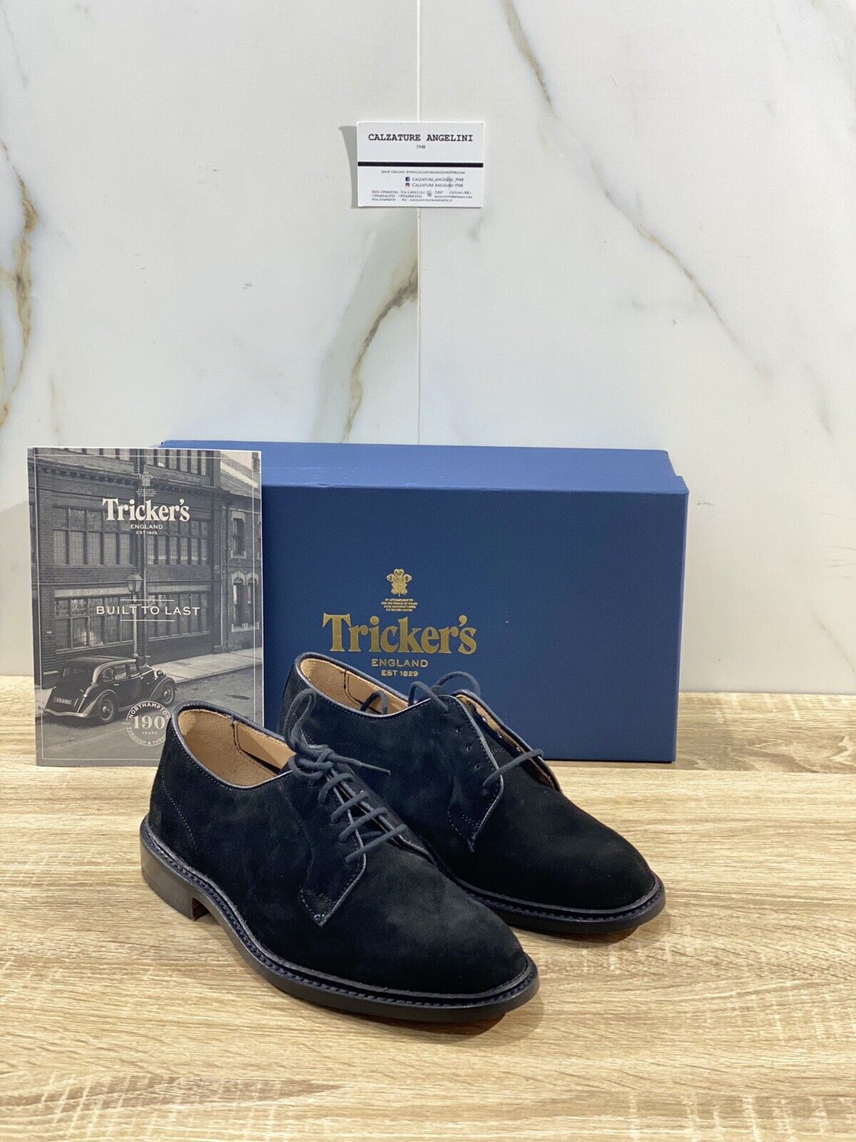 Tricker’s Scarpa Uomo Robert Plain Derby In Suede  Nero   3616/ 47 40