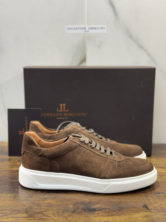 Rossano Bisconti Snekaer Uomo Suede Chocolate  Fully Made In Italy 40