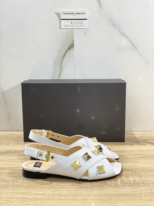 Roberto Botticelli sandalo donna in pelle Bianco Borchie luxury woman sandal 36