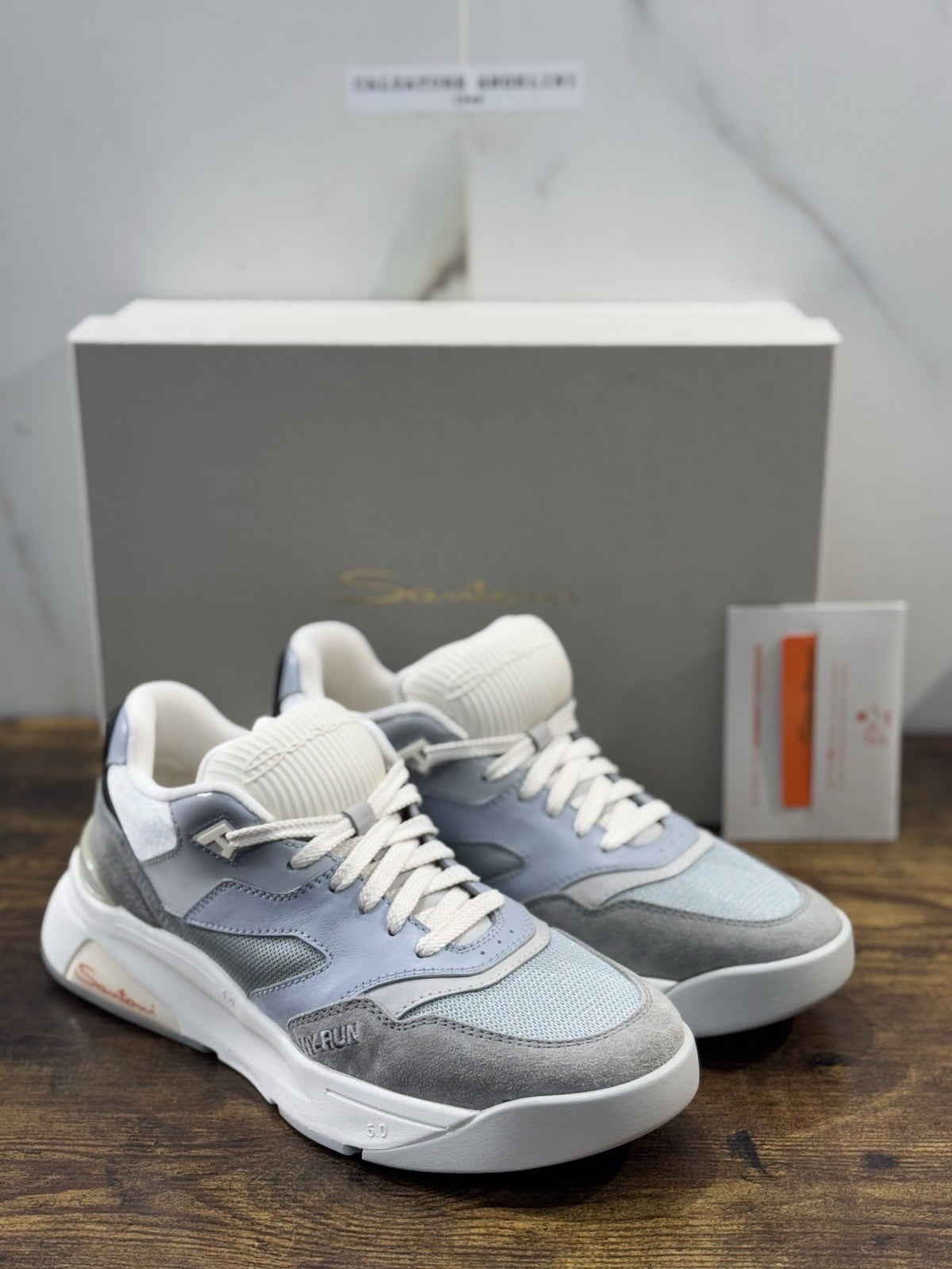 Santoni Sneaker Suede Grey   Hy Run Luxury Men Santoni Shoes  Uomo 39.5