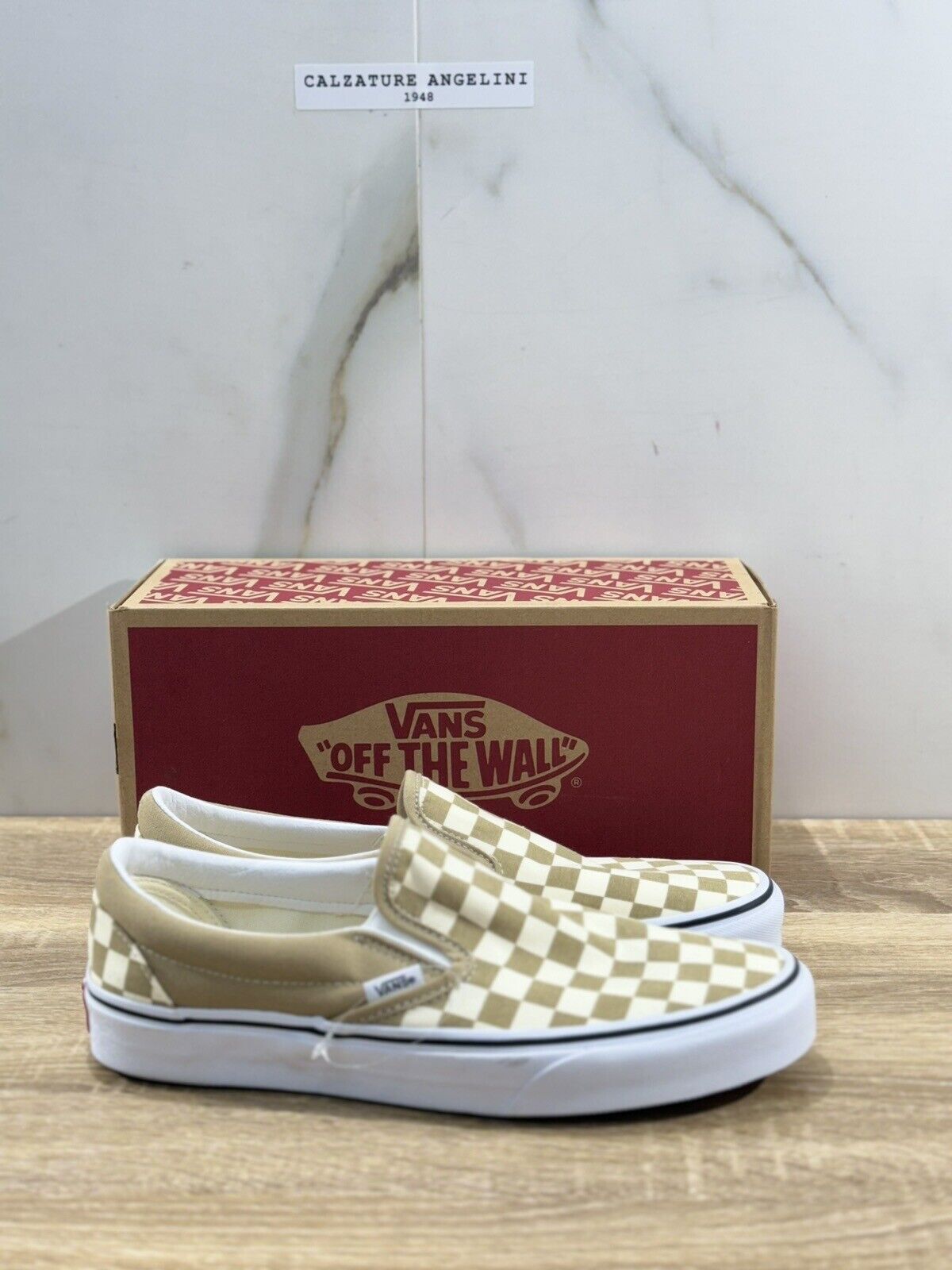 Vans Classic Slip On Checkerboard Bianco Beige Casual Icon Vans 40.5