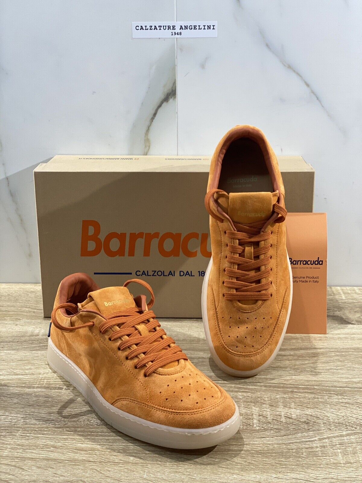 Barracuda Sneaker Uomo Camoscione Vintage Fully Made In Italy Orange 43