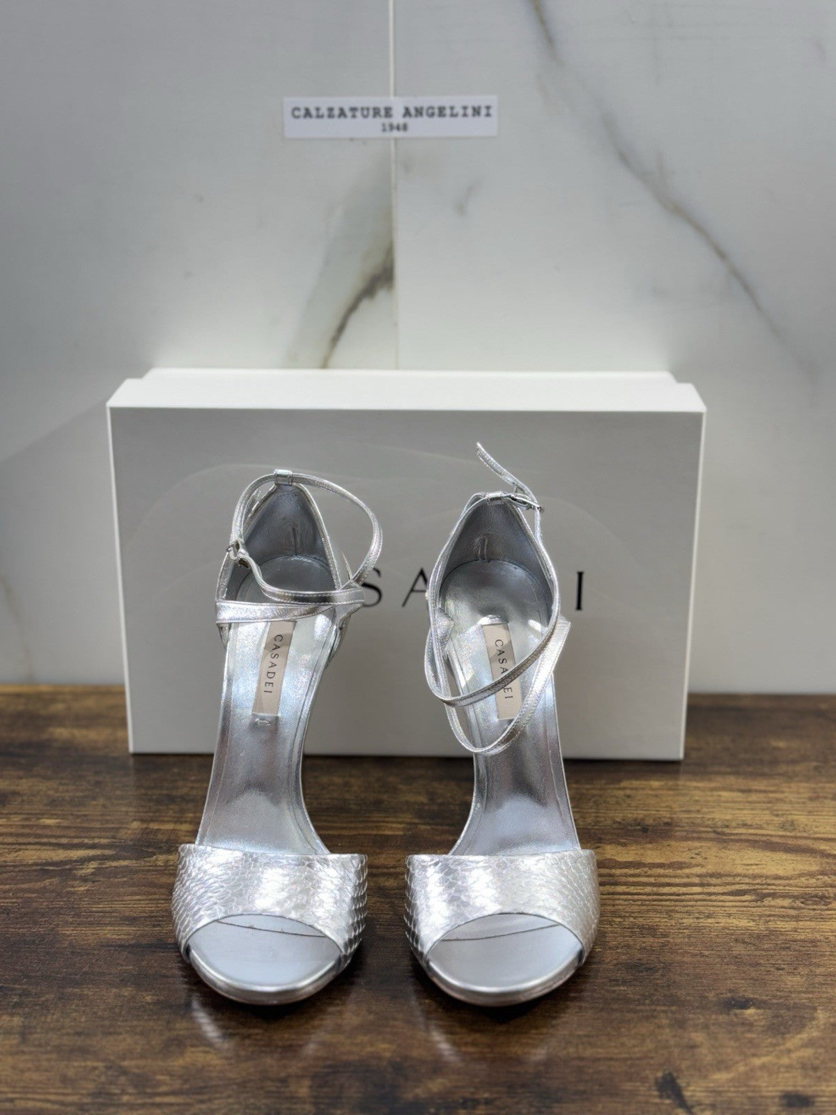 Casadei Sandalo Donna Tacco Blade Pelle Argento Luxury Casadei Woman 39