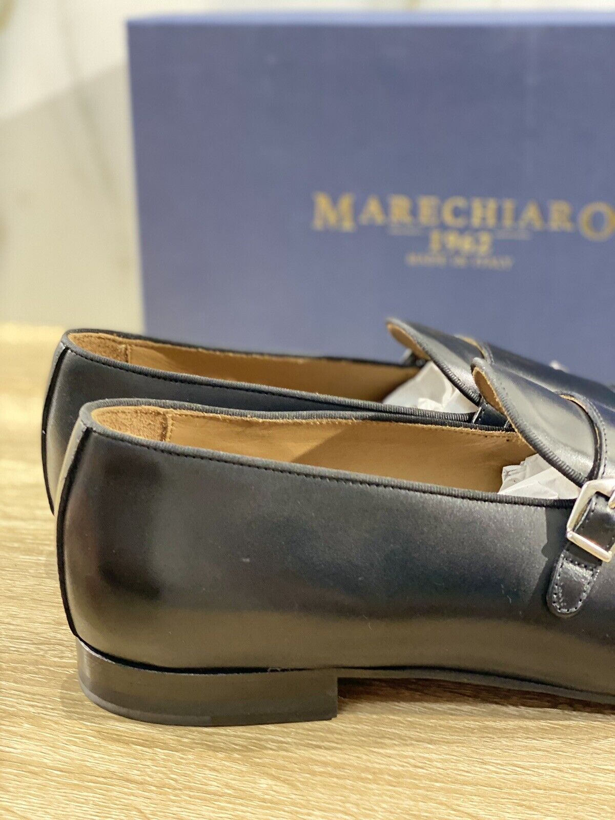 Marechiaro 1962 Mocassino Uomo Double Buckle Fully Made In Italy Pelle Nero 44