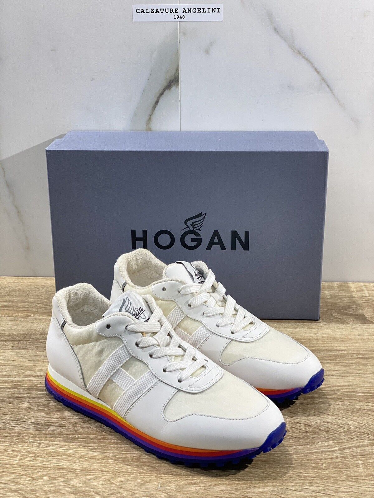 Hogan H429 sneaker uomo H Nastro Bianca Arcobaleno hogan luxury men shoes 41