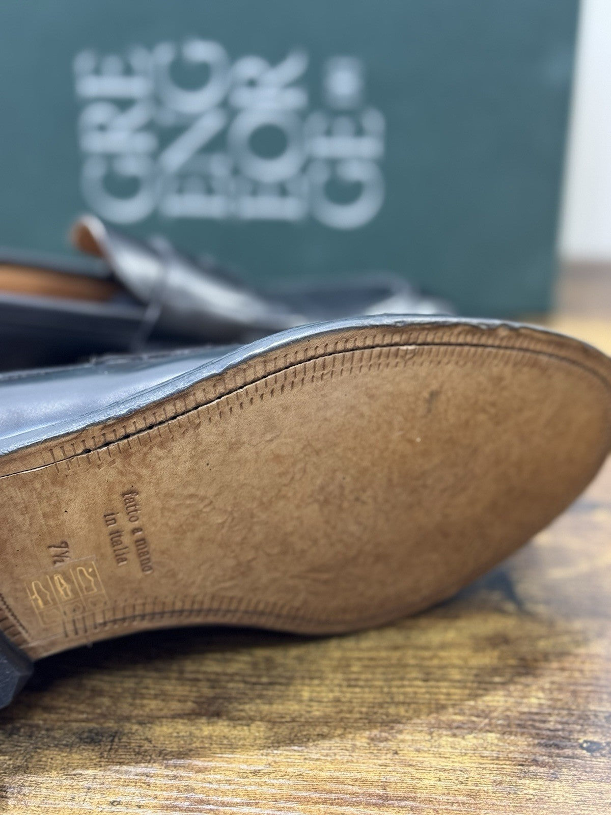 Green George Scarpa Uomo Mocassino   Pelle Nero Luxury Handmade 41.5
