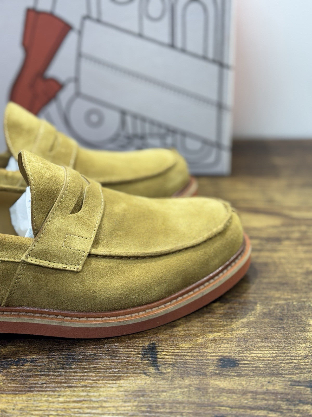 Il Mocassino Modello Weston Pelle Suede Sabbia  Fatto In Italia Uomo 41.5