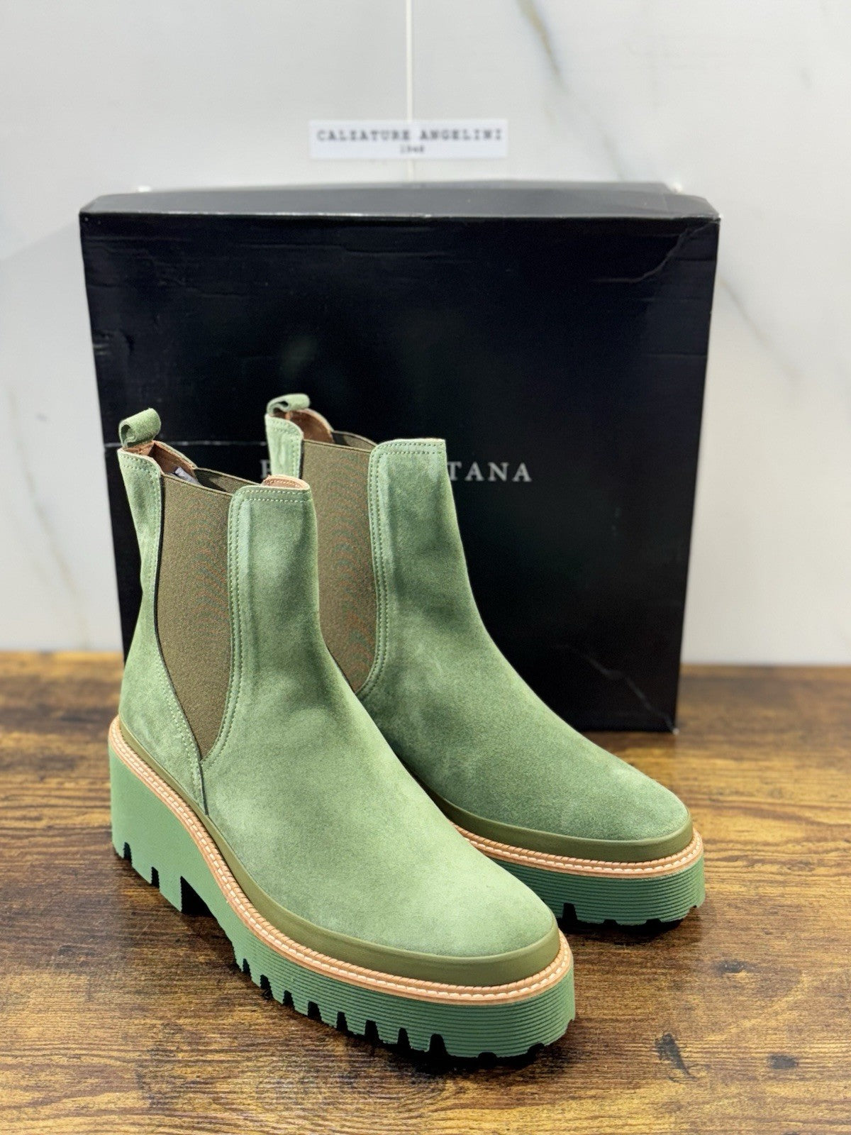 Pons Quintana Stivaletto Donna Carm B Suede Verde   Zeppa  Luxury Boot 40