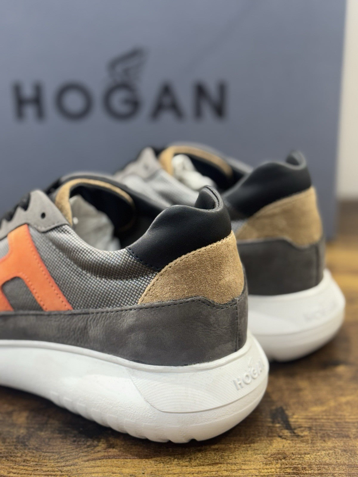 Hogan Interactive 3 Pelle Suede Grey Orange Casual Hogan Uomo 42