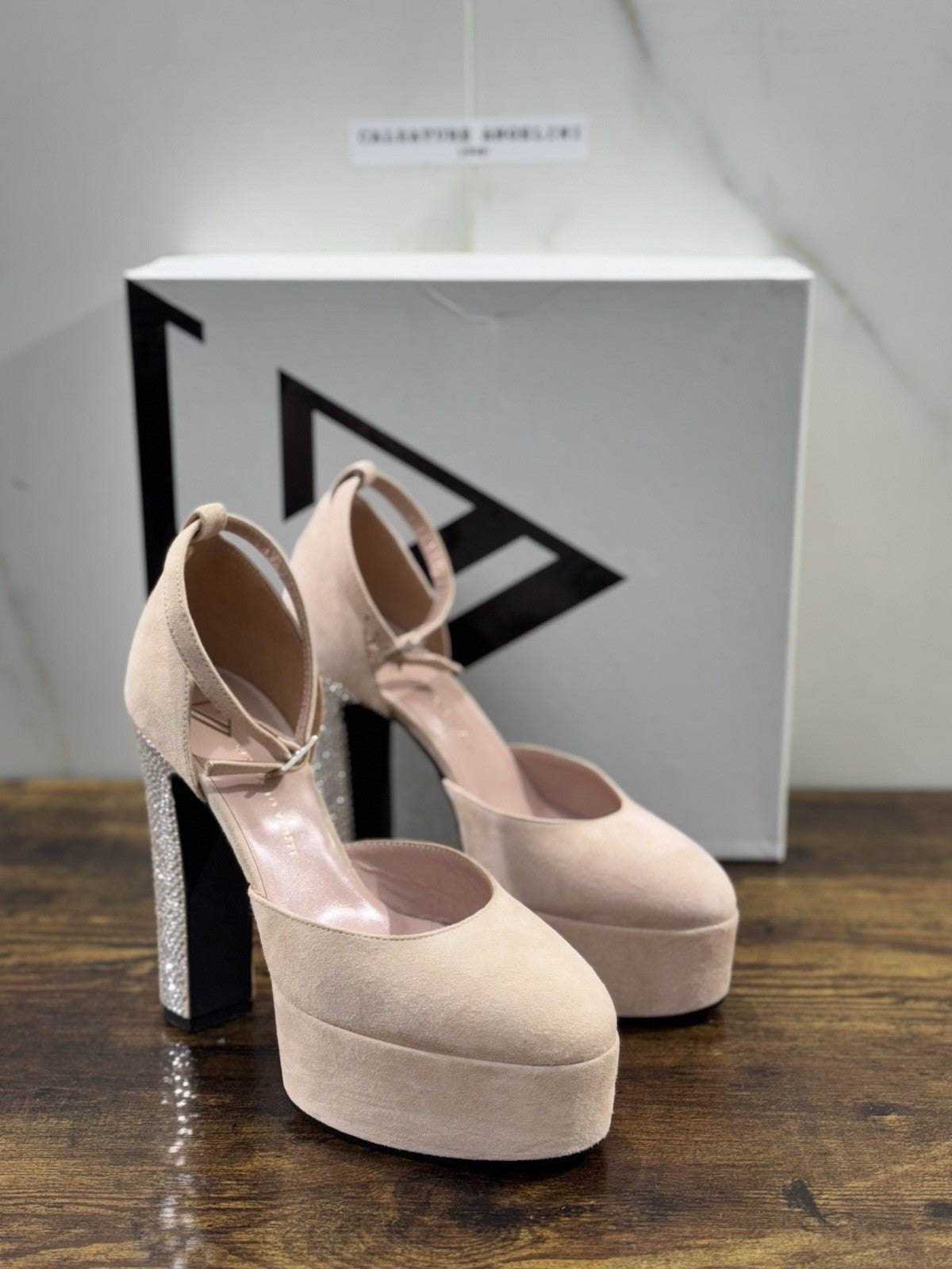 Giampaolo Viozzi Mary Jane Platform Donna  Skin Con Tacco StrassMade In Italy 37