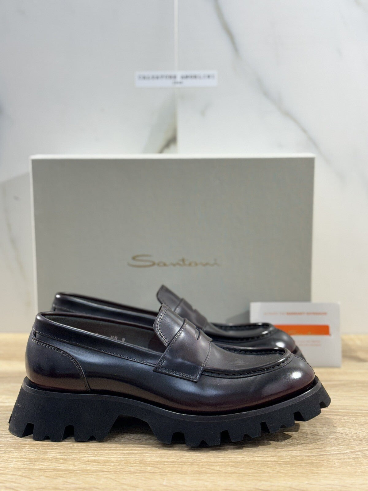 Santoni Scarpa Uomo Mocassino  Pelle Bordo’  Extra light Luxury Men Santoni 40.5
