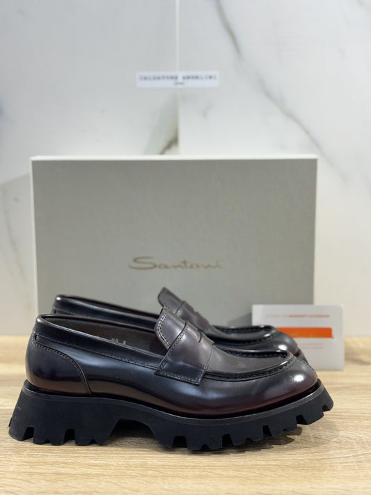 Santoni Scarpa Uomo Mocassino  Pelle Bordo’  Extra light Luxury Men Santoni 40.5