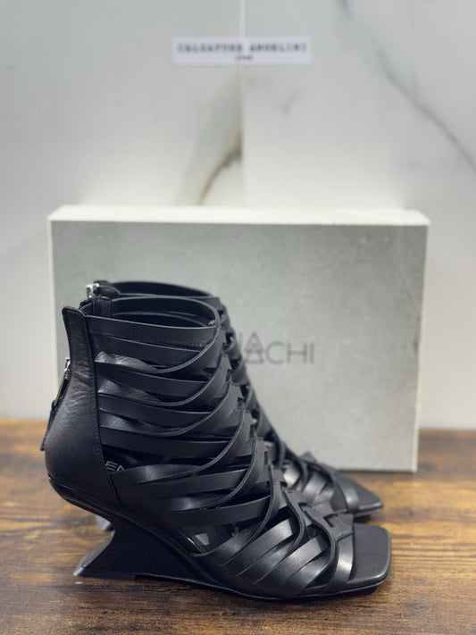 Elena Iachi Sandalo   Pelle Nero Zeppa   Luxury Woman  Shoes Donna 41
