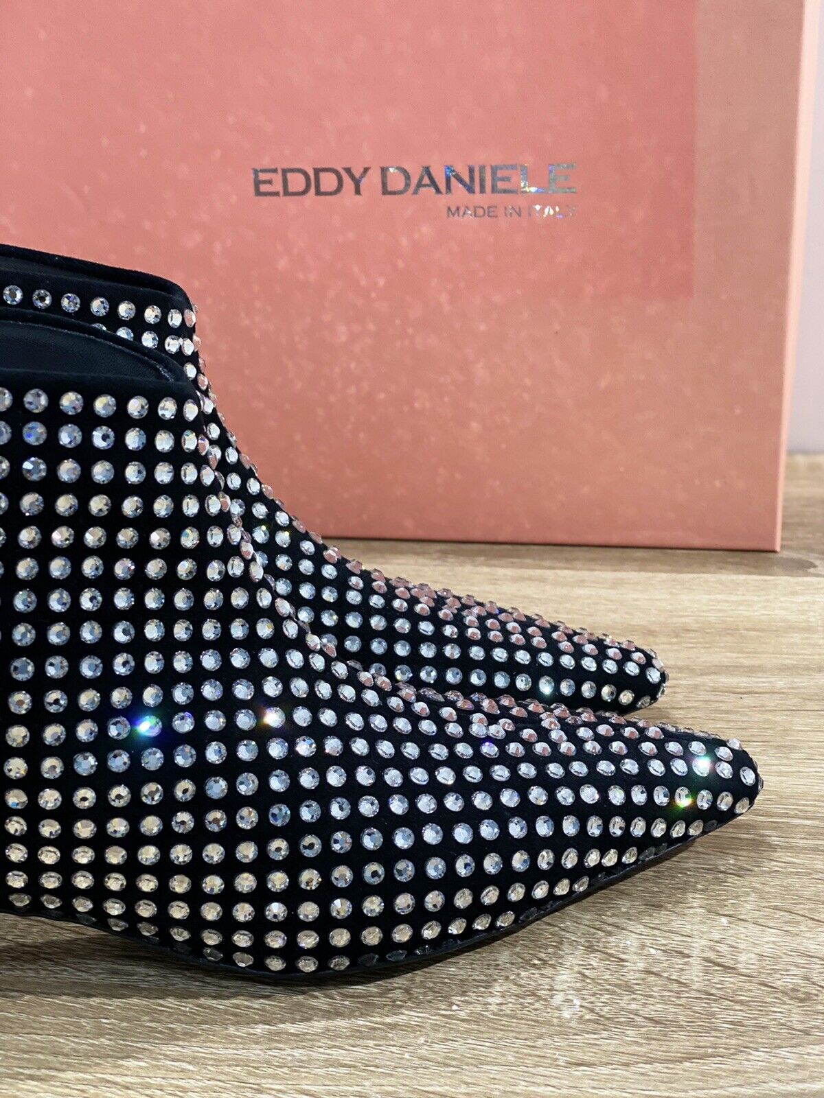 Eddy Daniele stivaletto donna nero real Swarovski luxury woman boot 36