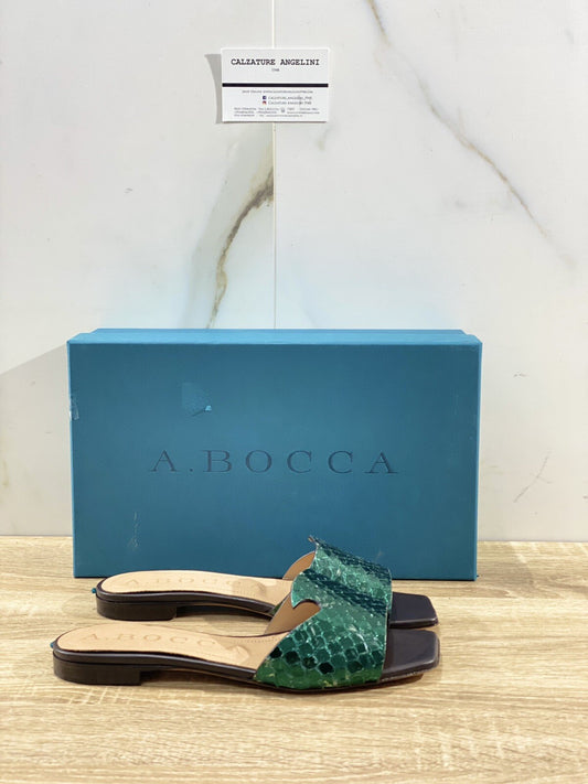 A.bocca Sandalo Donna AB2102 In Pelle Verde  Luxury Sandal Woman 37