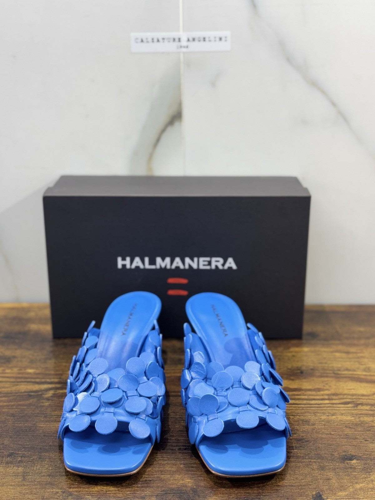 HALMANERA Sandalo      Pelle Blu Atollo   Luxury Made In Italy Donna 40