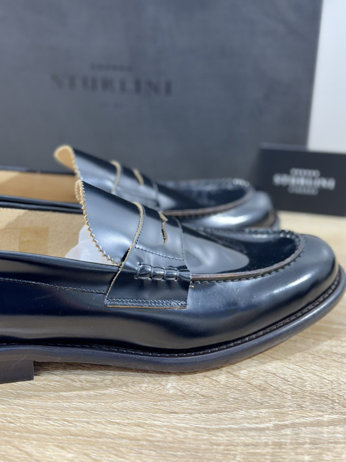 Sturlini Firenze Mocassino  Uomo Pelle Nero ’ Luxury Craftmanship Men 43.5