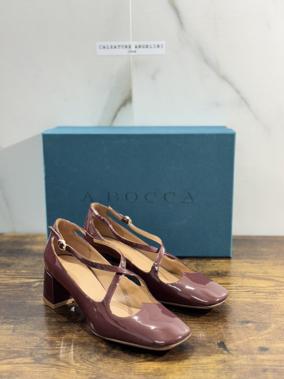 A.Bocca Two For Love Scarpa Donna Pelle  Mosto   Con Tacco Luxury Handmade 36.5