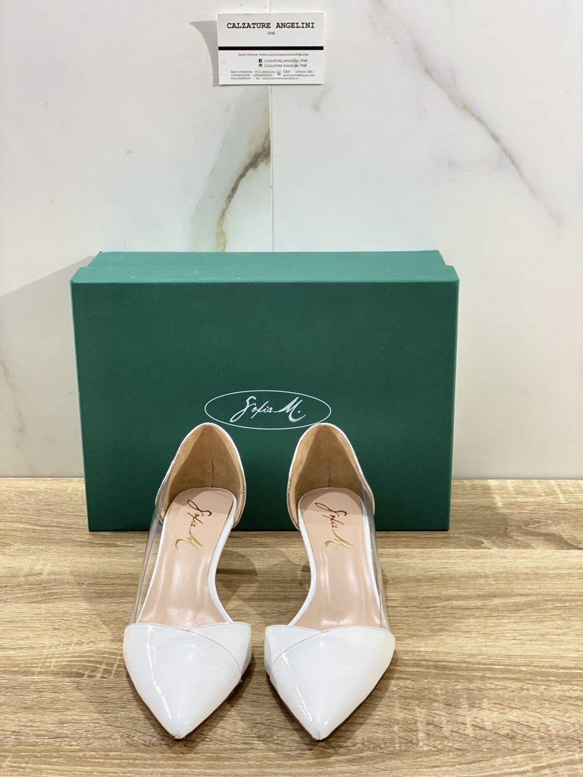 Sofia M. Decolte’ donna perla 105 vernice bianca luxury woman shoe 40