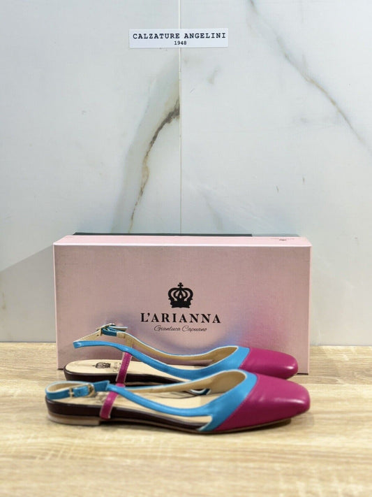 L’ARIANNA Scarpa Donna Sling Back Pelle Fuxia Made In Italy 37