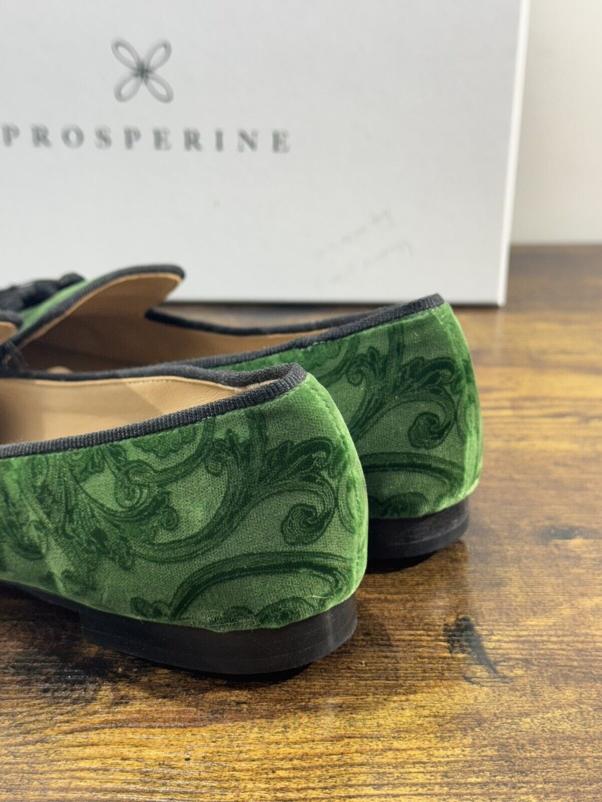 Prosperine mocassino donna in Velluto Damasco     luxury made in italy 37 Verde