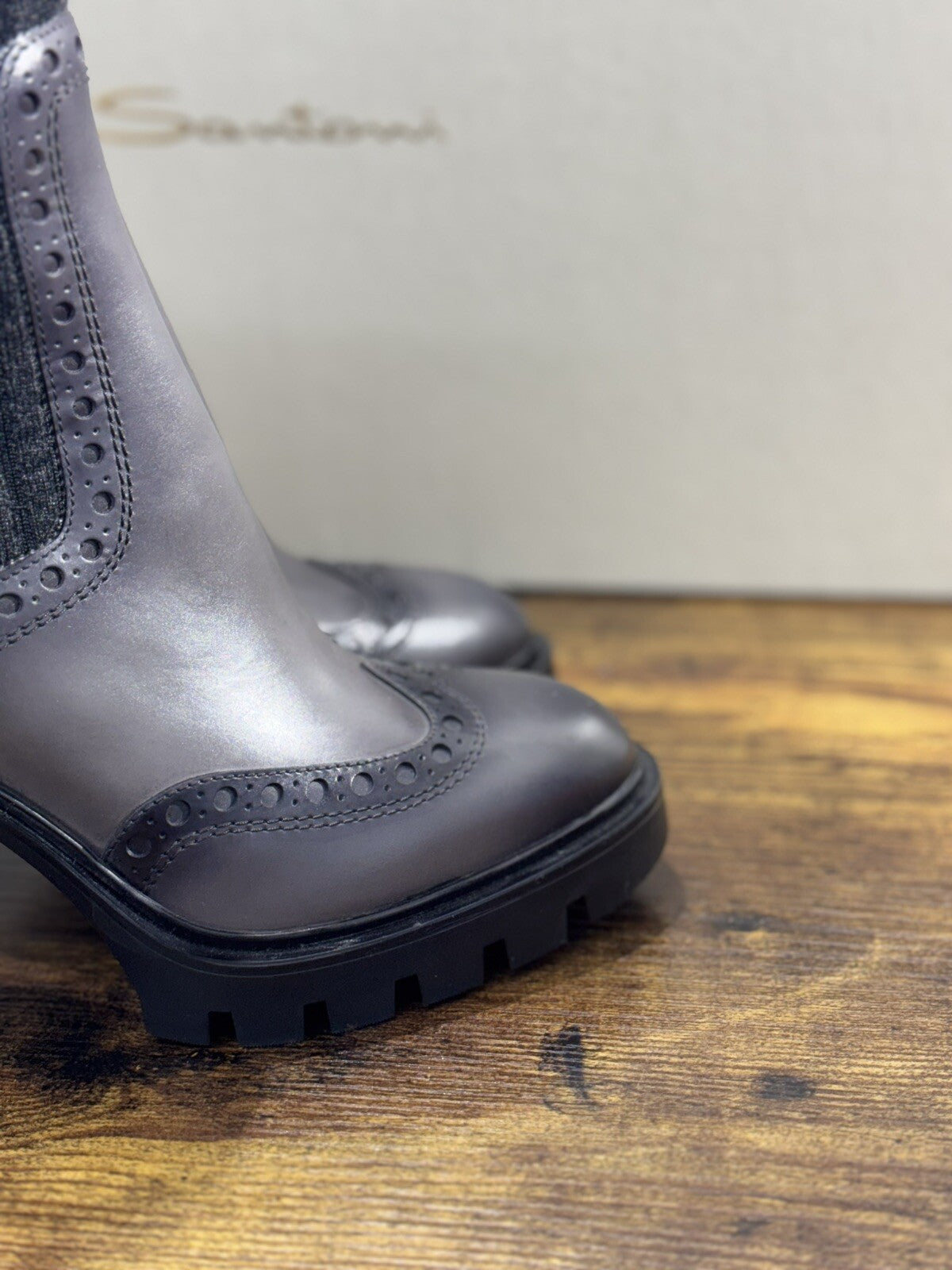 Santoni Tronchetto  Donna Pelle Grey   Casual Luxury Boot Woman Santoni 35.5
