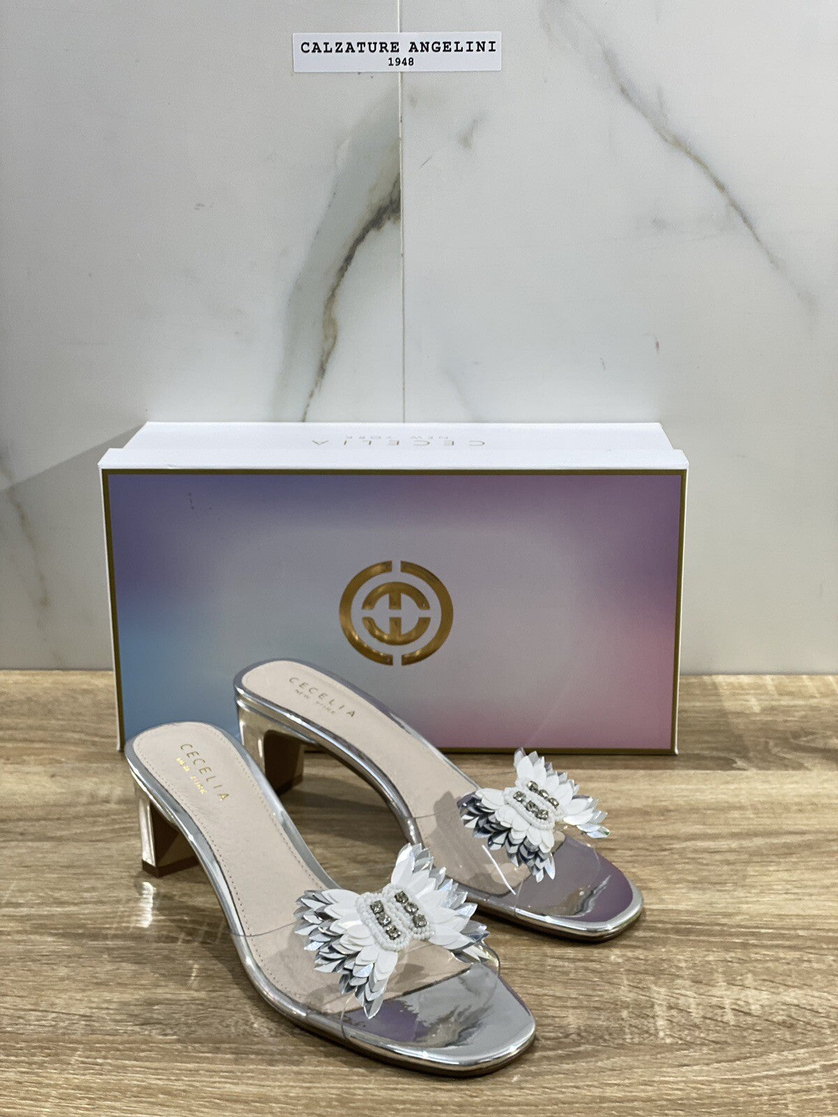 Cecelia New York Sandalo Donna Pelle Argento Casual Luxury Woman Sandal 38.5