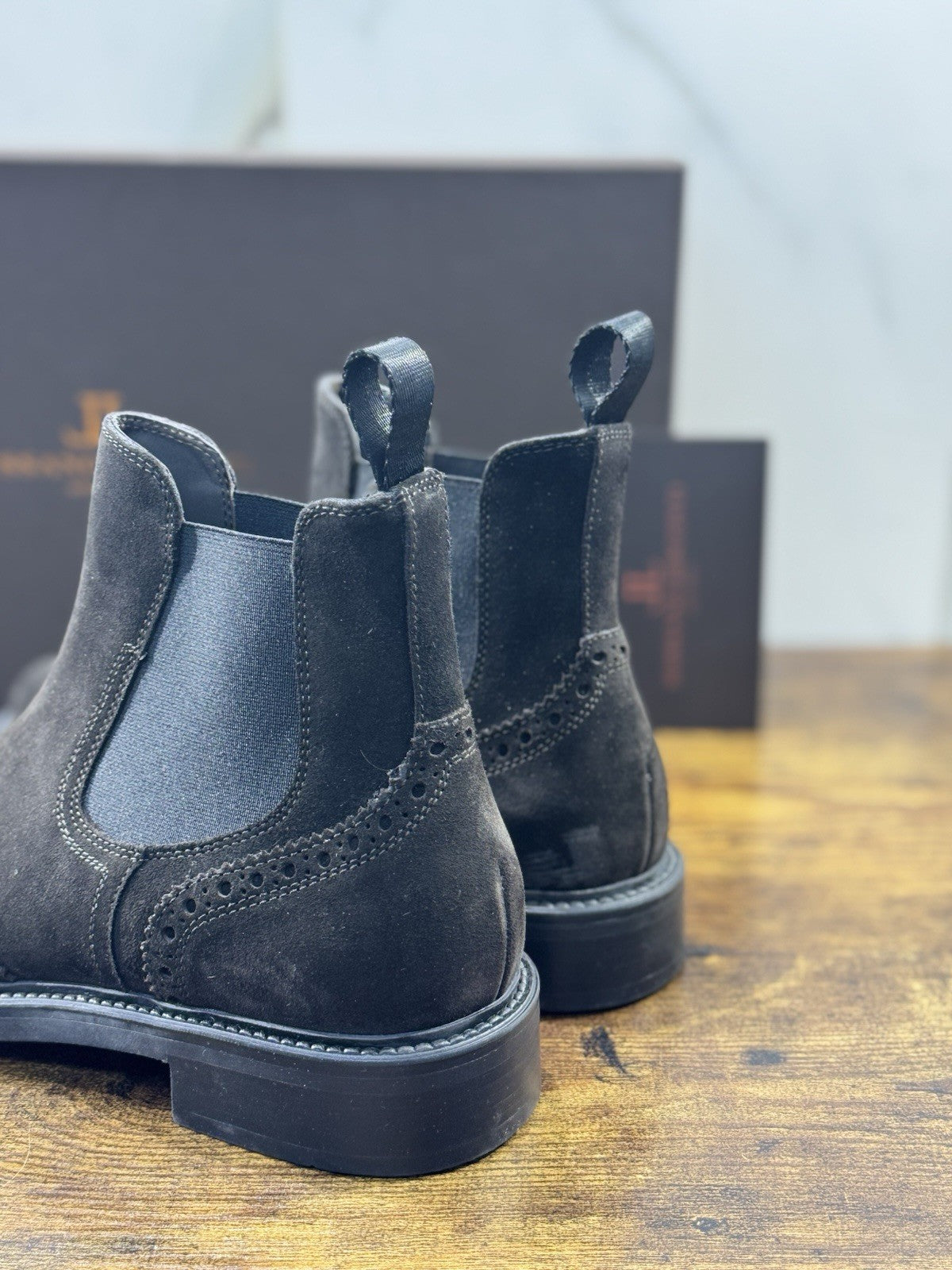 Rossano Bisconti Chelsea Boot Uomo Suede T Moro Fully Made In Italy 41.5