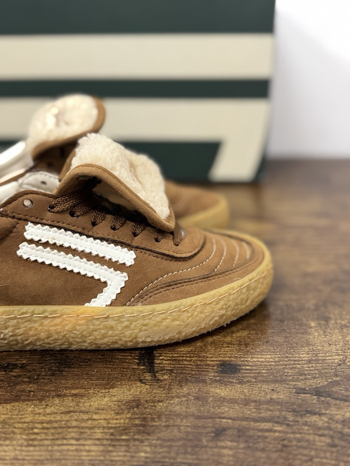 Puraai Teddy Tab Sneaker Suede Cuoio Casual Scarpa Donna 36