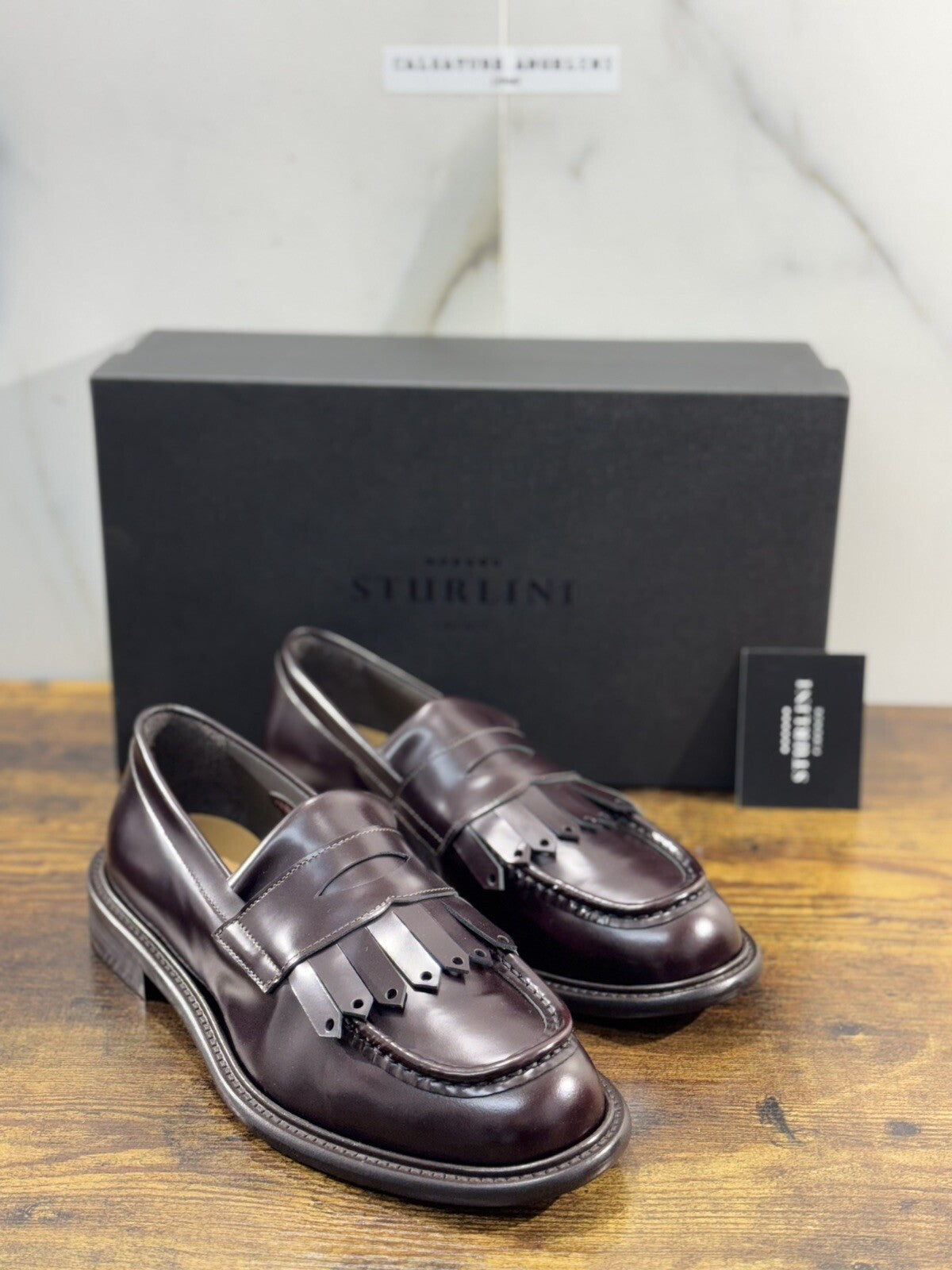 Sturlini Firenze Mocassino  Uomo Pelle Bordo’  Craftmanship Men Handmade 42.5