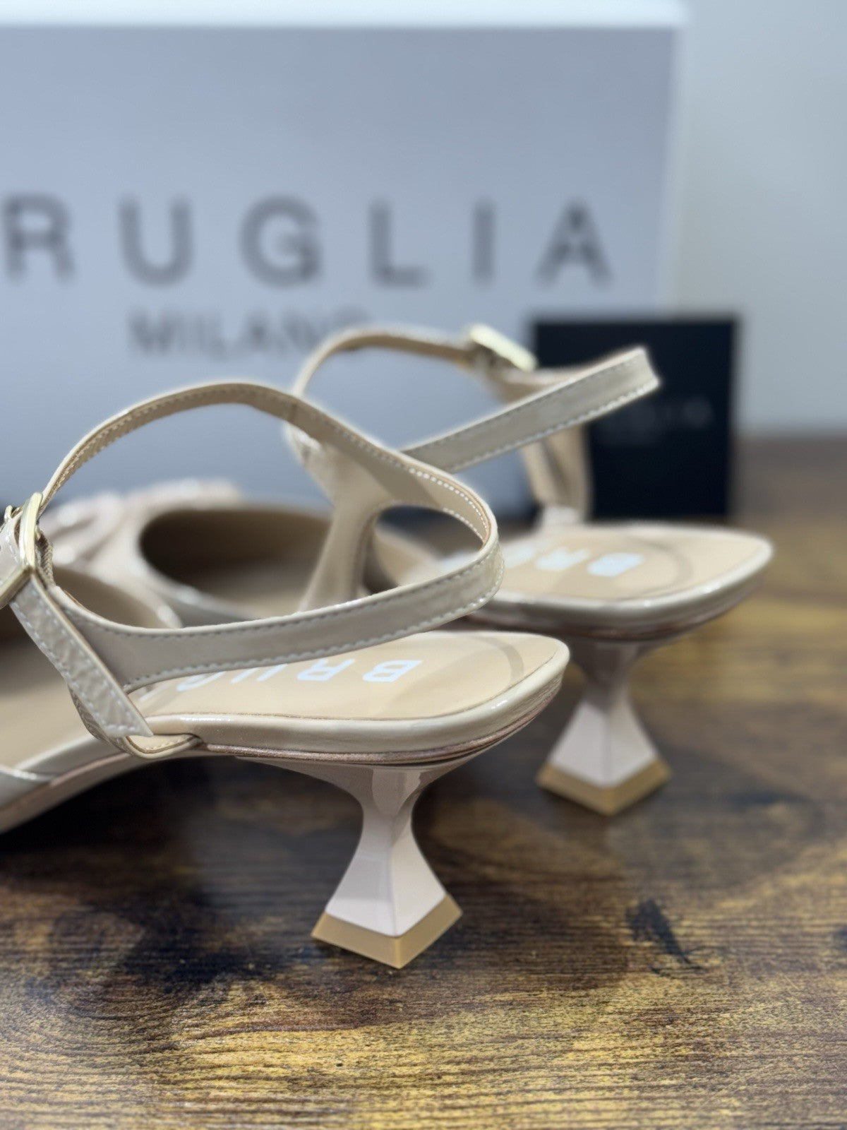 Bruglia Milano Slingback Beige Con Tacco Top Quality Scarpe Donna 39