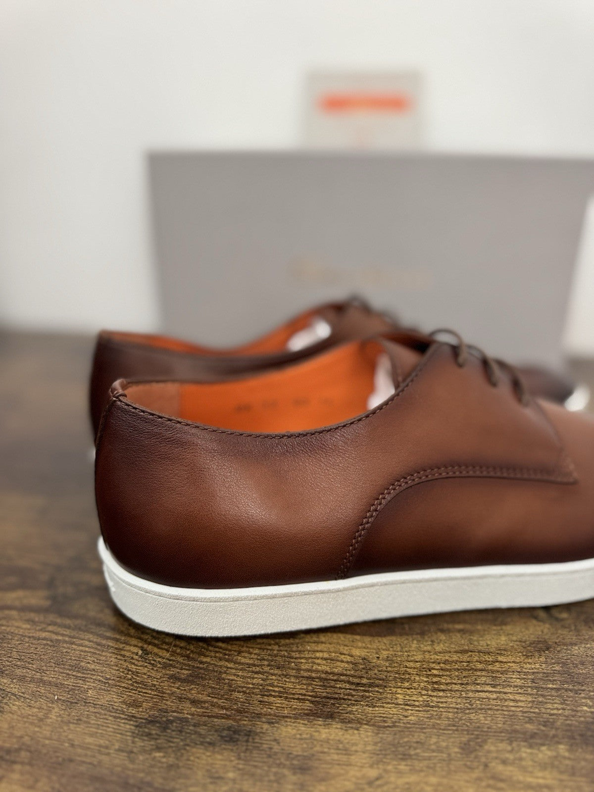 Santoni Stringata In Pelle Cuoio Casual Santoni Scarpa Uomo UK 13