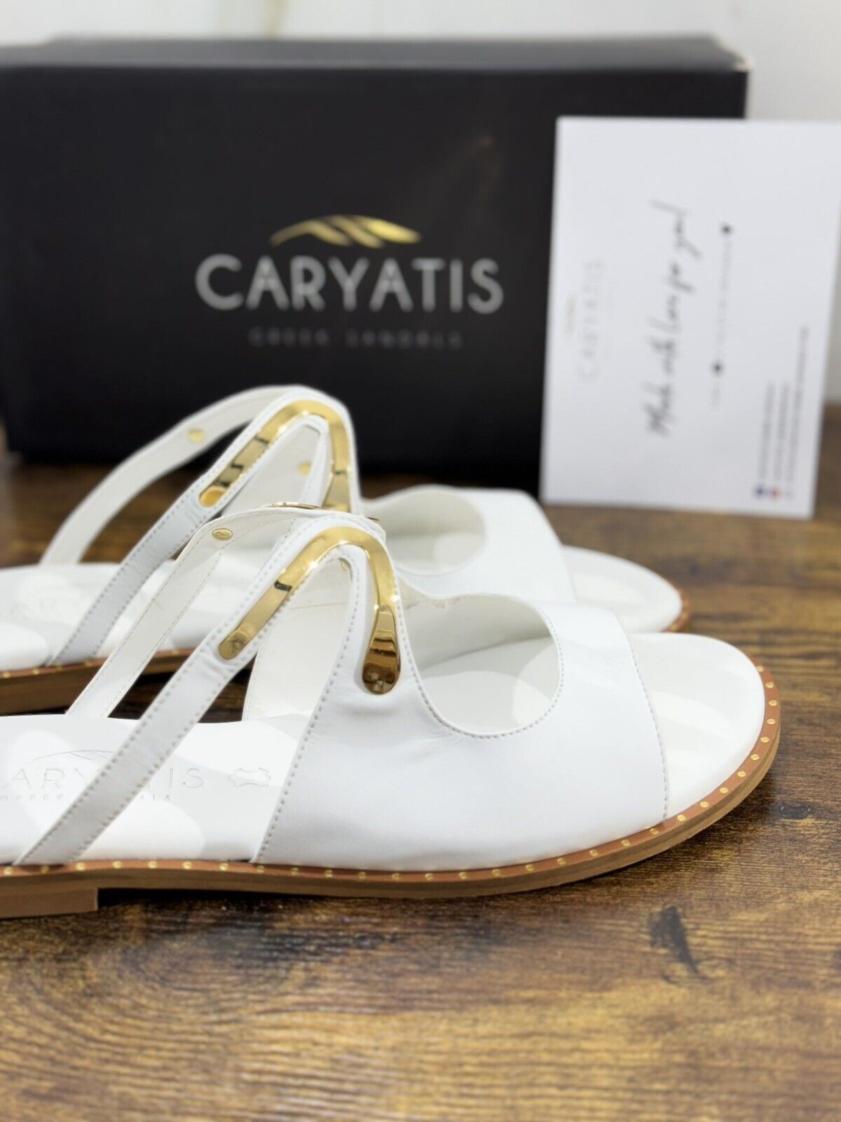 Caryatis Greek Sandal Donna Pelle Bianco Casual Original Greek Sandal 41