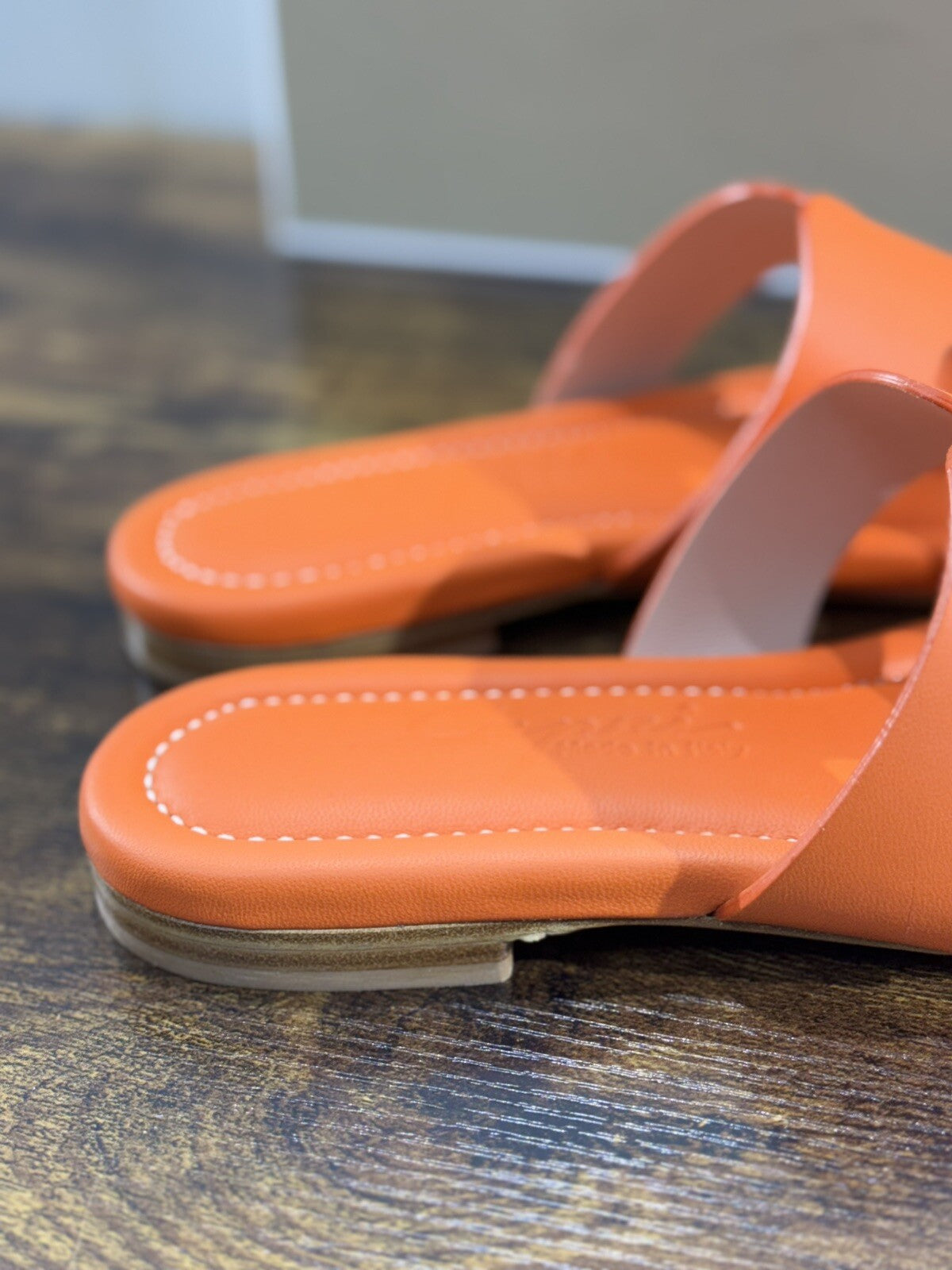 Capri Sandalo Donna In Pelle Arancio   Fatto A Mano In Italia Fondo Cuoio 37