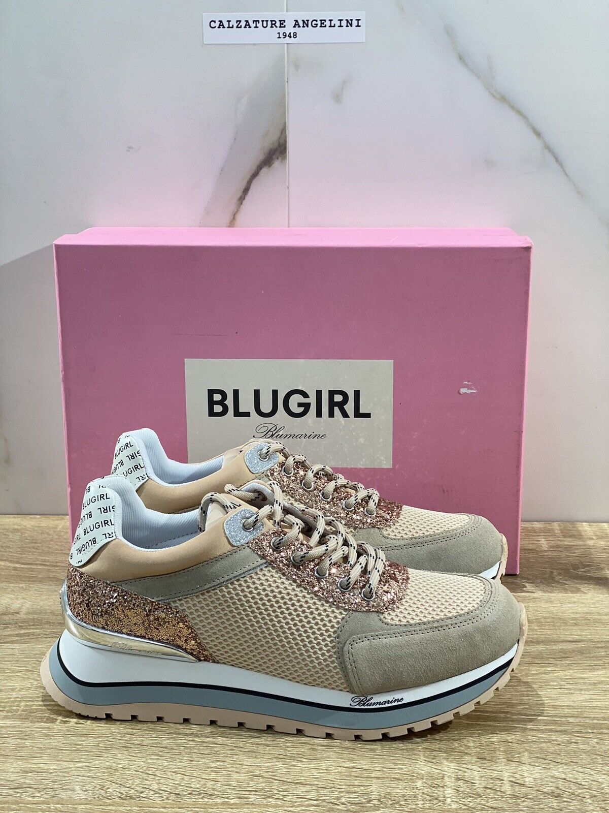 Blugirl Blumarine Donna sneaker babe silver nude casual shoes 39