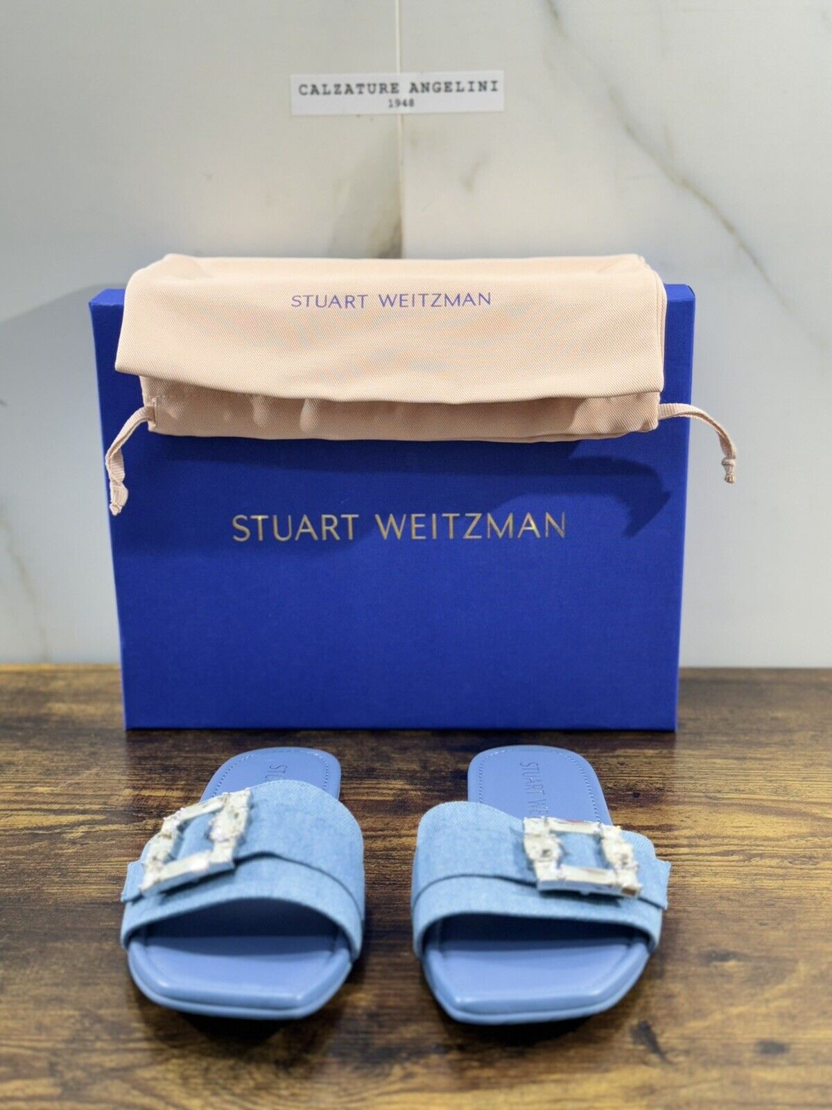 stuart weitzman Saint Tropez Flat  Denim Vintage   Luxury Woman Shoes  38