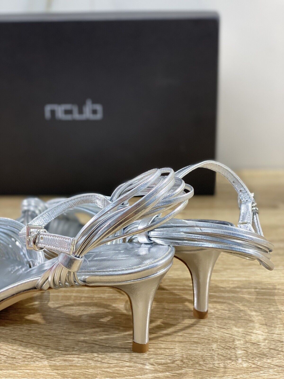 NCUB Sandalo Donna Modello Luna Pelle Argento  Luxury Woman Sandal 40