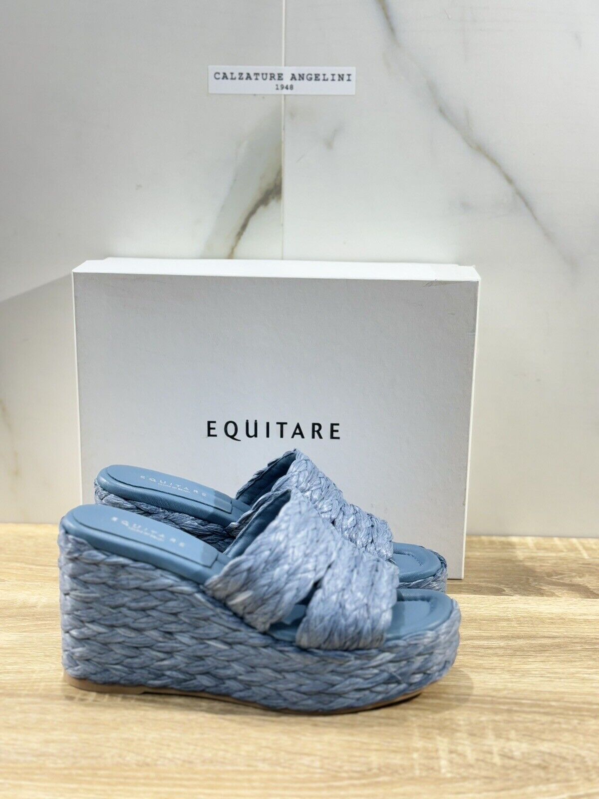 Equitare Sandalo Donna Habana Raffia Jeans   E Pelle Zeppa 39