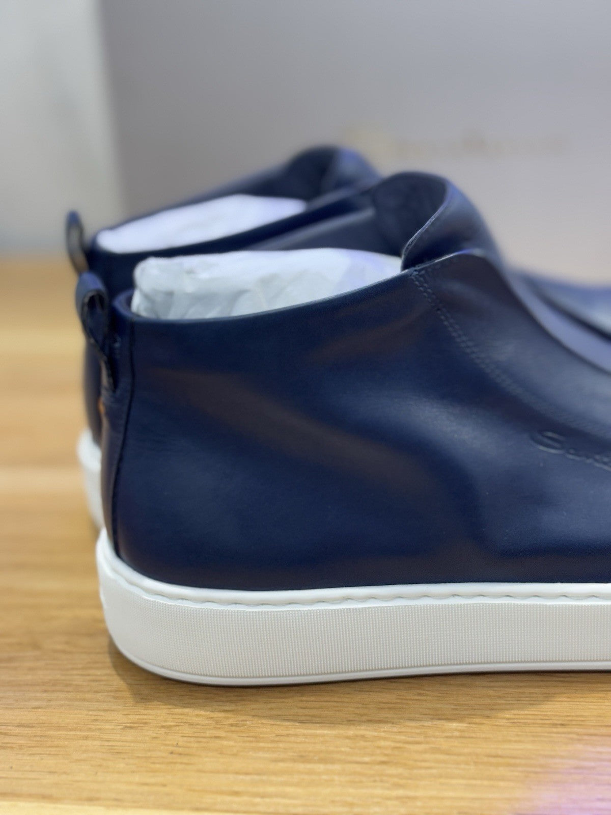 Santoni Icon  High Sneaker Pelle   Blu  Luxury Santoni Scarpa Uomo 42