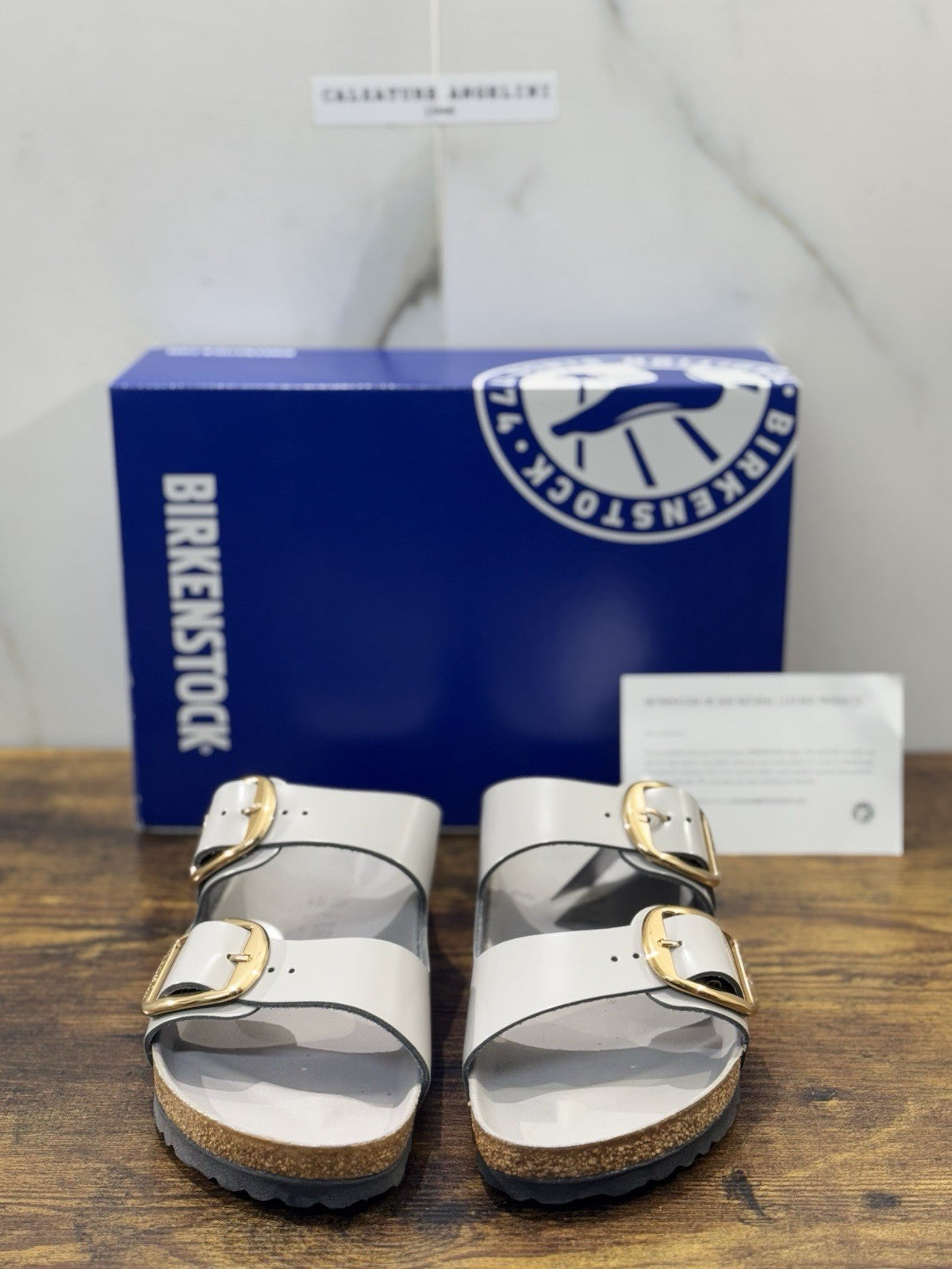 Birkenstock Arizona Big Buckle Pelle Stone  Premium Leather Birkenstock 40