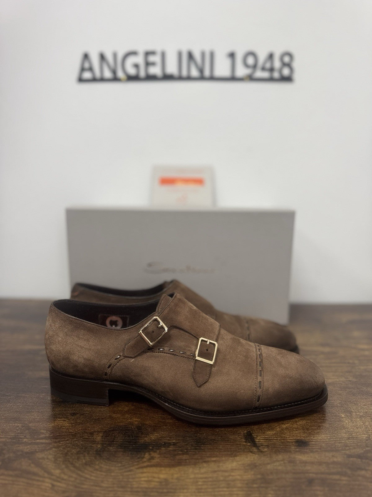 Santoni Double  Buckle Goodyear  Suede Brown   Luxury Scarpa Santoni Uomo 42.5