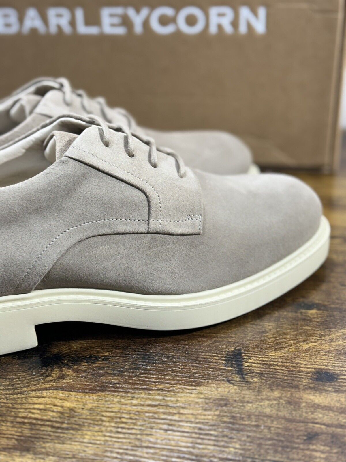 Barleycorn Scarpa Uomo Derby Sleek Suede Beige  Extralight Casual Men Shoes 40