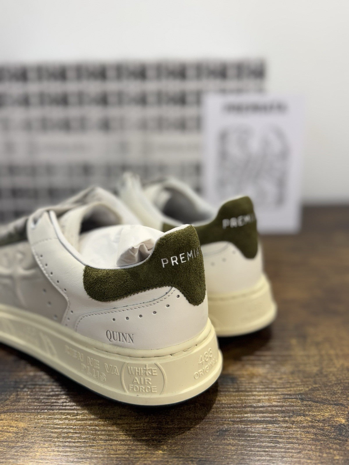 Premiata Quinn     Sneaker Pelle Bianca  Verde Casual Premiata Uomo 41